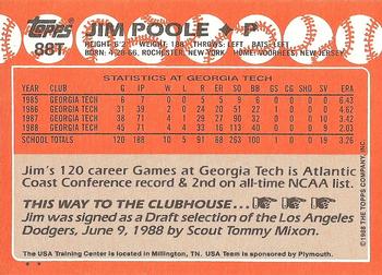 1988 Topps Traded #88T Jim Poole Back