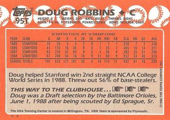 1988 Topps Traded #95T Doug Robbins Back