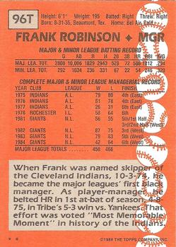 1988 Topps Traded #96T Frank Robinson Back