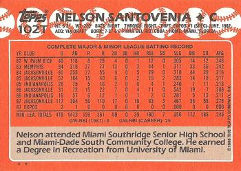 1988 Topps Traded #102T Nelson Santovenia Back