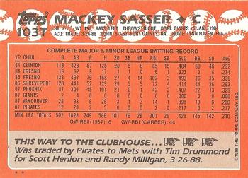 1988 Topps Traded #103T Mackey Sasser Back