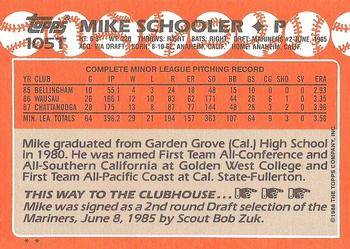 1988 Topps Traded #105T Mike Schooler Back