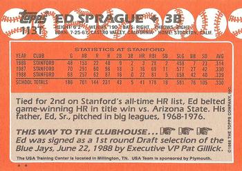 1988 Topps Traded #113T Ed Sprague Back