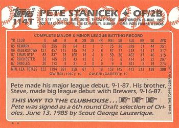 1988 Topps Traded #114T Pete Stanicek Back