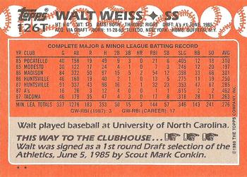 1988 Topps Traded #126T Walt Weiss Back