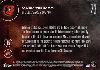 2016 Topps Now #23 Mark Trumbo Back