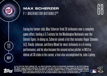 2016 Topps Now #68 Max Scherzer Back