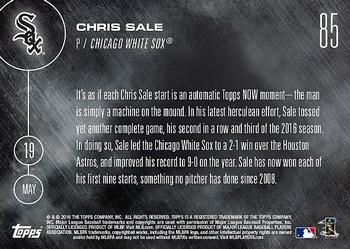 2016 Topps Now #85 Chris Sale Back
