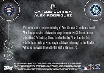 2016 Topps Now #474 Carlos Correa / Alex Rodriguez Back