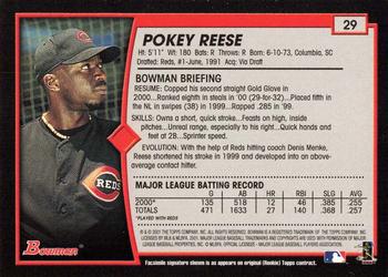 2001 Bowman - Gold #29 Pokey Reese Back