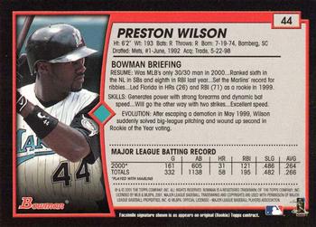 2001 Bowman - Gold #44 Preston Wilson Back