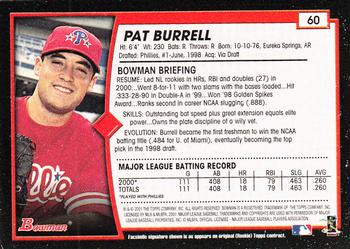 2001 Bowman - Gold #60 Pat Burrell Back