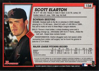 2001 Bowman - Gold #134 Scott Elarton Back