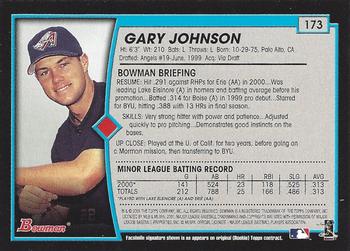 2001 Bowman - Gold #173 Gary Johnson Back