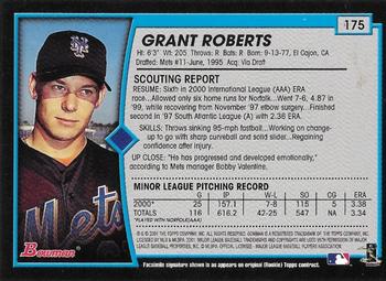 2001 Bowman - Gold #175 Grant Roberts Back