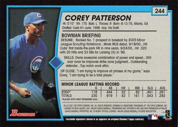 2001 Bowman - Gold #244 Corey Patterson Back