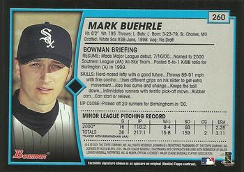 2001 Bowman - Gold #260 Mark Buehrle Back