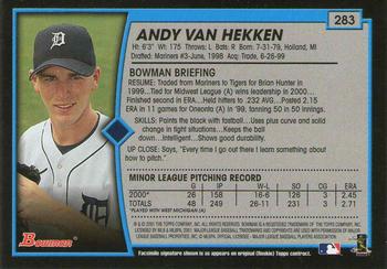 2001 Bowman - Gold #283 Andy Van Hekken Back