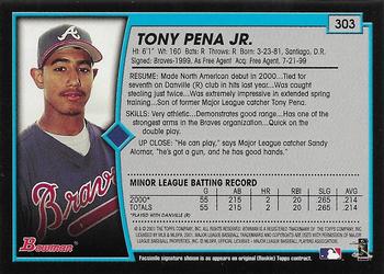2001 Bowman - Gold #303 Tony Pena Jr. Back