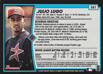 2001 Bowman - Gold #341 Julio Lugo Back