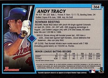2001 Bowman - Gold #364 Andy Tracy Back