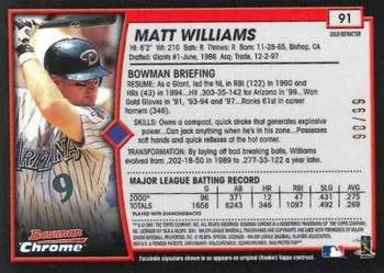 2001 Bowman Chrome - Gold Refractors #91 Matt Williams  Back