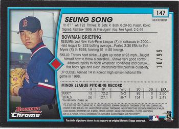 2001 Bowman Chrome - Gold Refractors #147 Seung Song  Back
