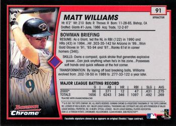 2001 Bowman Chrome - X-Fractors #91 Matt Williams  Back