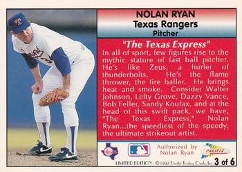1992 Pacific Nolan Ryan Texas Express II - Limited Edition #3 Nolan Ryan Back
