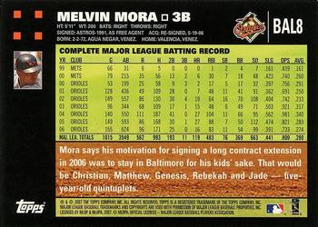2007 Topps Baltimore Orioles #BAL8 Melvin Mora Back