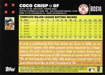 2007 Topps Boston Red Sox #BOS10 Coco Crisp Back