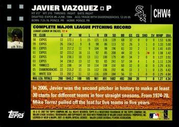 2007 Topps Chicago White Sox #CHW4 Javier Vazquez Back
