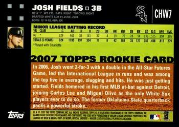 2007 Topps Chicago White Sox #CHW7 Josh Fields Back