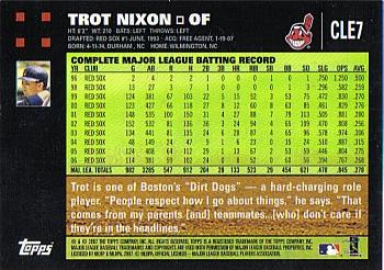 2007 Topps Cleveland Indians #CLE7 Trot Nixon Back