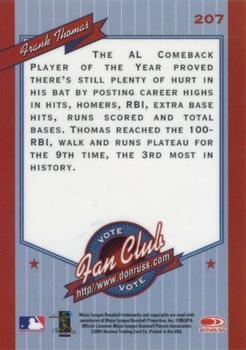 2001 Donruss - Baseball's Best Bronze #207 Frank Thomas Back