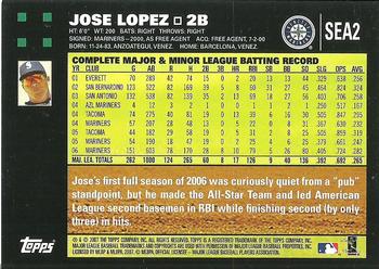 2007 Topps Seattle Mariners #SEA2 Jose Lopez Back