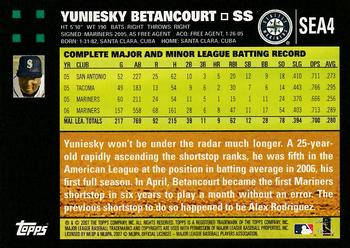 2007 Topps Seattle Mariners #SEA4 Yuniesky Betancourt Back