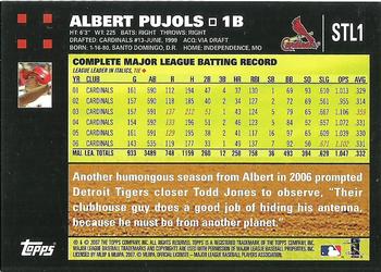 2007 Topps St. Louis Cardinals #STL1 Albert Pujols Back
