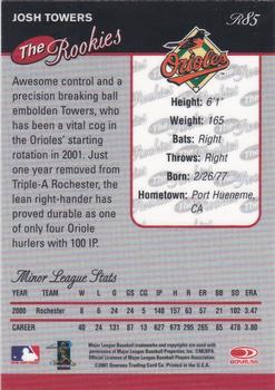 2001 Donruss - Baseball's Best The Rookies Bronze #R85 Josh Towers  Back