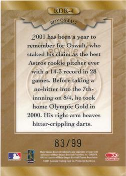 2001 Donruss - Baseball's Best Rookie Diamond Kings Gold #RDK-4 Roy Oswalt Back
