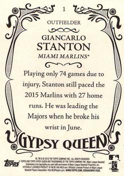 2016 Topps Gypsy Queen - Framed Blue #1 Giancarlo Stanton Back