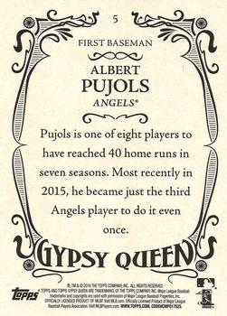 2016 Topps Gypsy Queen - Framed Blue #5 Albert Pujols Back