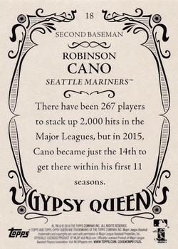 2016 Topps Gypsy Queen - Framed Blue #18 Robinson Cano Back