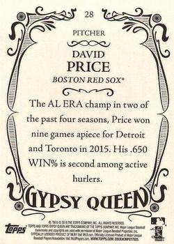 2016 Topps Gypsy Queen - Framed Blue #28 David Price Back