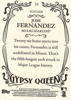 2016 Topps Gypsy Queen - Framed Blue #33 Jose Fernandez Back