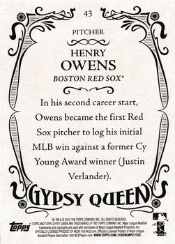 2016 Topps Gypsy Queen - Framed Blue #43 Henry Owens Back