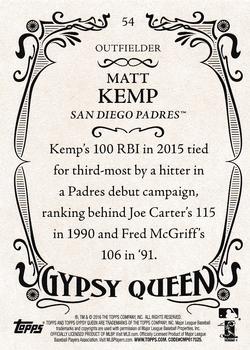 2016 Topps Gypsy Queen - Framed Blue #54 Matt Kemp Back
