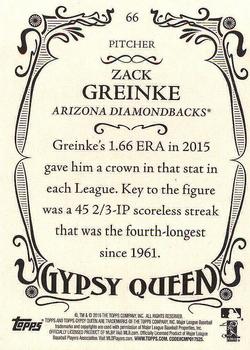 2016 Topps Gypsy Queen - Framed Blue #66 Zack Greinke Back