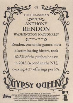 2016 Topps Gypsy Queen - Framed Blue #68 Anthony Rendon Back