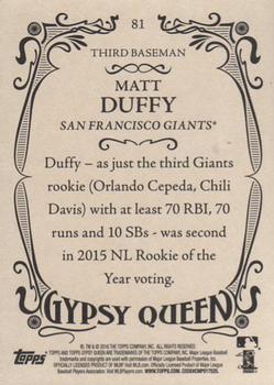 2016 Topps Gypsy Queen - Framed Blue #81 Matt Duffy Back